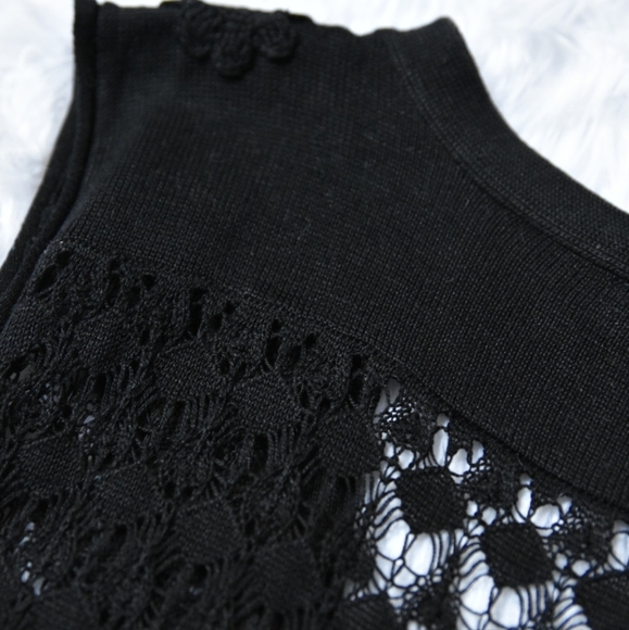 BCBGMaxAzria Black Cardigan Crochet Sleeveless - Picture 4 of 8